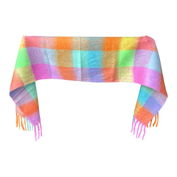 LY2602D Polyester Scarf – Rainbow Check