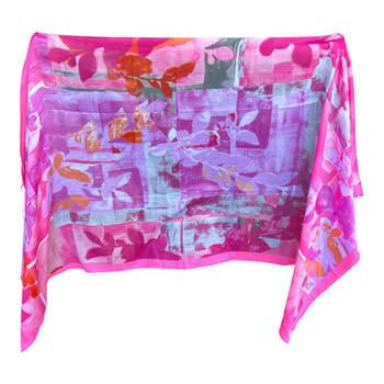 BY2603F Viscose Scarf – Pink Watercolour Floral Print