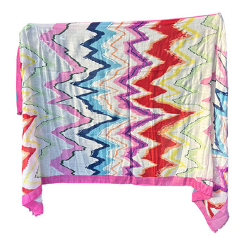 BY2605A Viscose Scarf – Multicolour Chevron Print