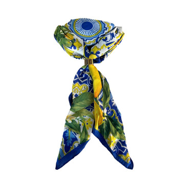 YH2601H Square Polyester Scarf – Mediterranean Lemon Tile