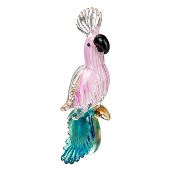 HN2602 Handcrafted Glass Cockatoo Figurine – Pink & Blue