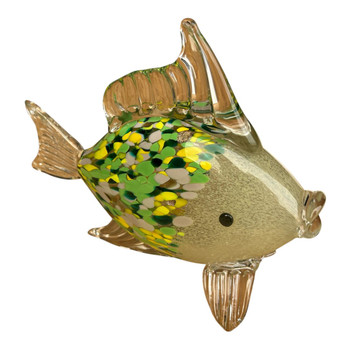 E230093A Handcrafted Glass Fish Ornament – Green Mosaic