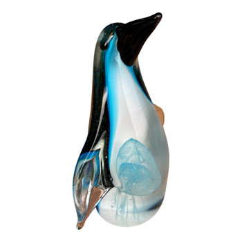 FL1832 Handcrafted Glass Penguin Ornament – Blue & White