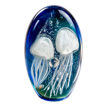 W2310 Art Glass Jellyfish Ornament – Blue Oval