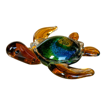 NZA7089 Glass Green & Amber Sea Turtle
