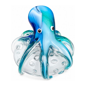 W1888 Handcrafted Blue Glass Octopus Figurine
