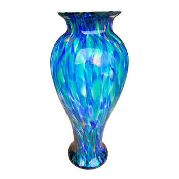 HY0199 Handcrafted Art Glass Vase – Ocean Blue Swirl