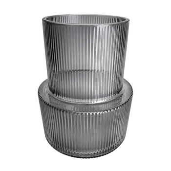 GVX289G Grey Ribbed Glass Vase