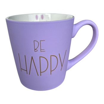 M7603B Ceramic Mug – Purple – Be Happy