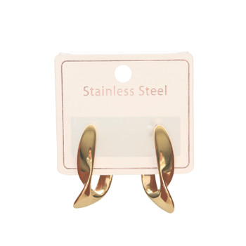 MLD11 Stainless Steel Gold Sculptural Twist Hoop Earrings