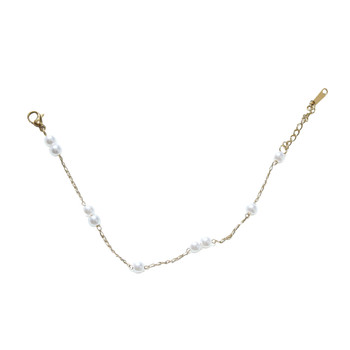 MLD26 Gold-Tone Pearl Station Chain Bracelet