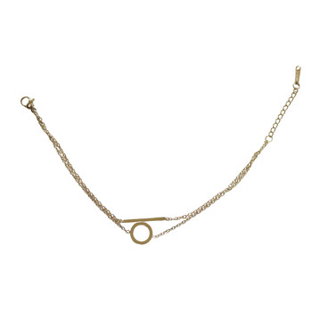 MLD32 Gold-Tone Double Chain Circle & Bar Bracelet