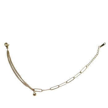 MLD33 Gold-Tone Layered Paperclip Chain & Bead Charm Bracelet