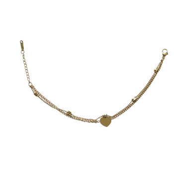 MLD35 Gold-Tone Layered Heart Charm & Bead Bracelet