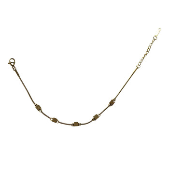 MLD37 Gold-Tone Cube Station Snake Chain Bracelet