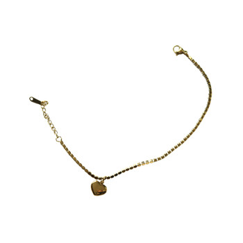 MLD38 Gold-Tone Box Chain Heart Charm Bracelet
