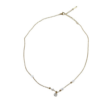 MLD51 Gold-Tone Pearl & Crystal Pendant Necklace