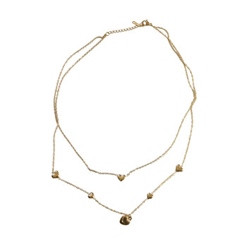 MLD71 Gold-Tone Layered Multi-Heart Charm Necklace