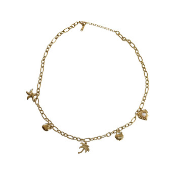 MLD72 Gold-Tone Coastal Charm Chain Necklace