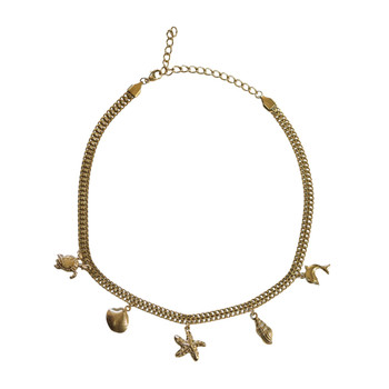 MLD75 Gold-Tone Double Chain Ocean Charm Necklace