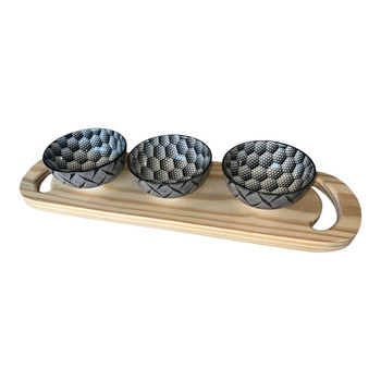 BPLAT11 Bon Appetite Platter - Black Hexagon And Swirl Bowl