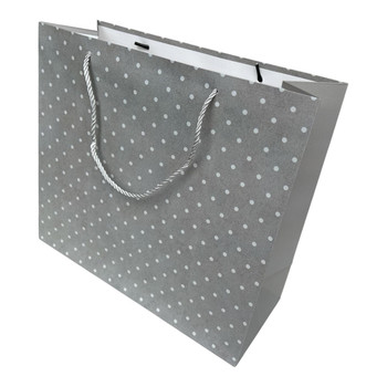 GB9961C Gift Bag  (Set of 12) – Grey with White Polka Dots
