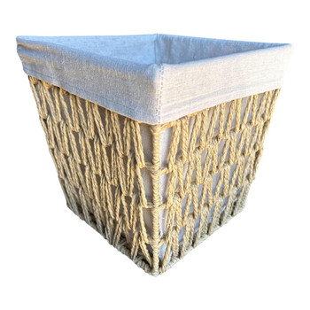 BASWM10 Square Woven Rope Storage Basket with Fabric Liner