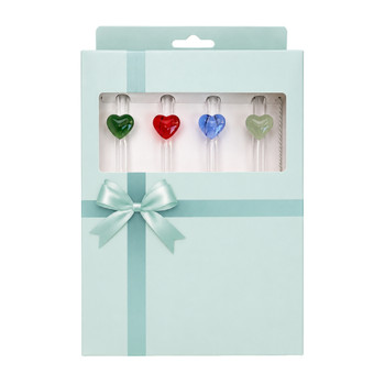GST71602 Heart Glass Straws (Set of 4)
