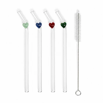 GST71602 Heart Glass Straws (Set of 4)