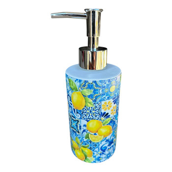 HWBY1 Blue & White Mediterranean Lemon Soap Dispenser
