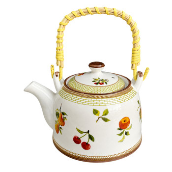 HX2602 Ceramic Teapot with Woven Handle - Cherry Blossom