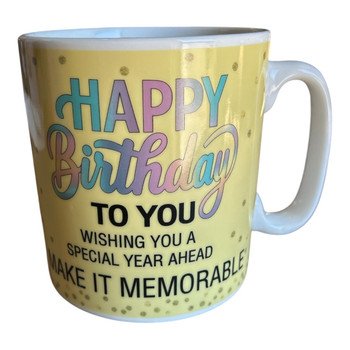MBD614 Ceramic Pastel Yellow Mug – Happy Birthday Wishes