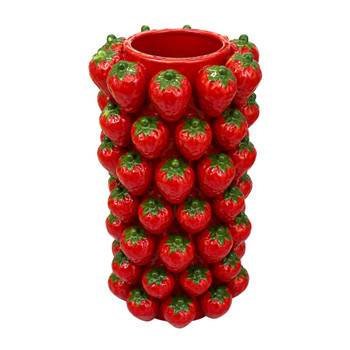 V34B0191 Ceramic Red Vase – Strawberries