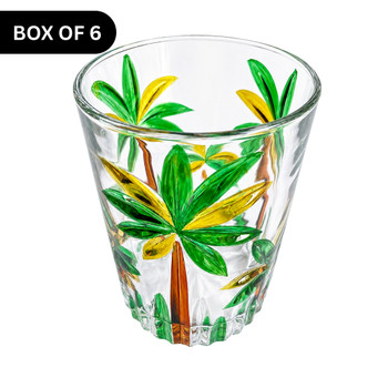 YZ2A Clear Glass Tumbler (Box of 6) - Palm Trees