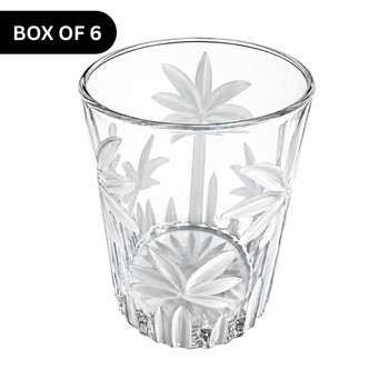 YZ5A Short Clear Glass Tumbler (Box of 6) – White Palm Trees