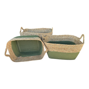 XY2510 Woven Rectangle Storage Basket (3pc) - Olive Grove