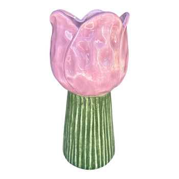 26F032 Medium Pink Tulip Ceramic Vase