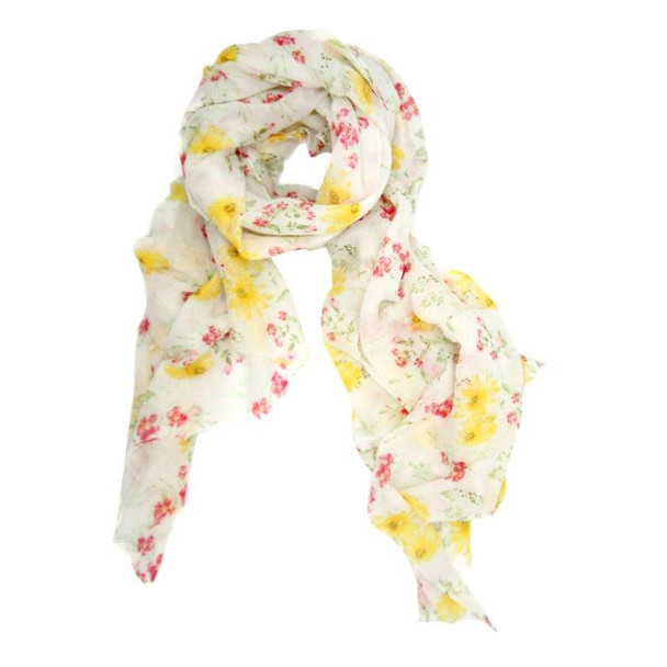 SCA111 Yellow Floral Pattern Scarf