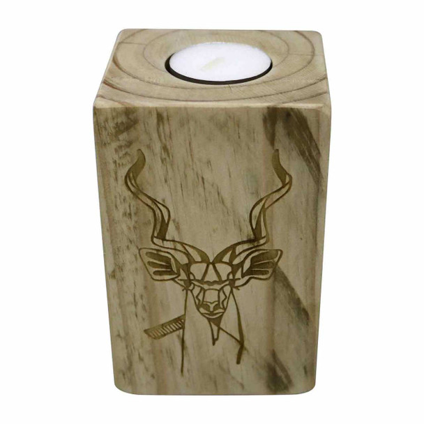 WCAND8 Wooden Candle Holder Kudu