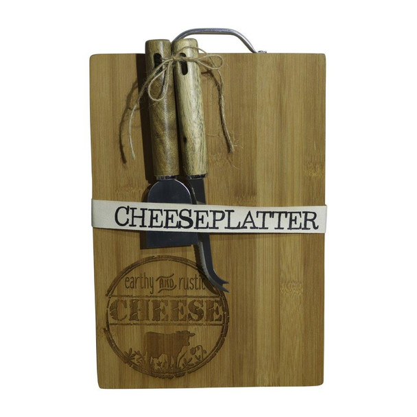 CP1A Wooden Cheeseplatter And Utencils - Earthy And Rustic Cheese