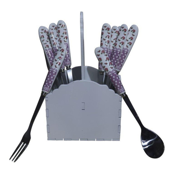 CATE3PU Utensil Holder And Purple Cake Spoons/Forks