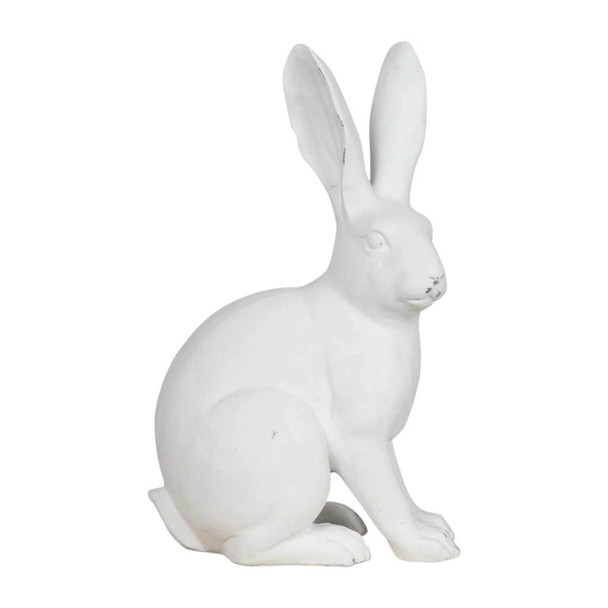 9826SA584 White Polyresin Sitting Bunny