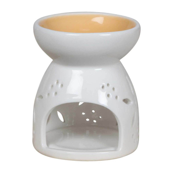 76774C White Ceramic Burner - Orange Flower