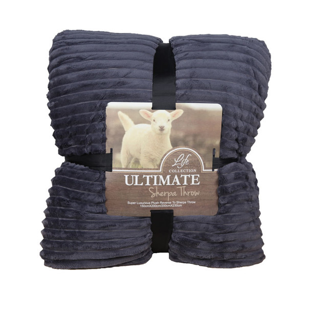 LK1B Charcoal Sherpa Throw