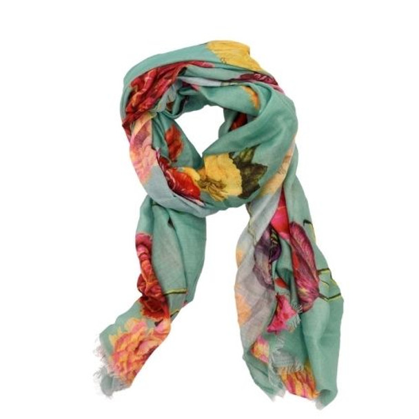 AML2A Flowers On Mint Scarf