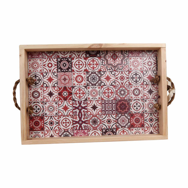 TRAYMOSAIC19 Wooden Tray -  Red Mosaic