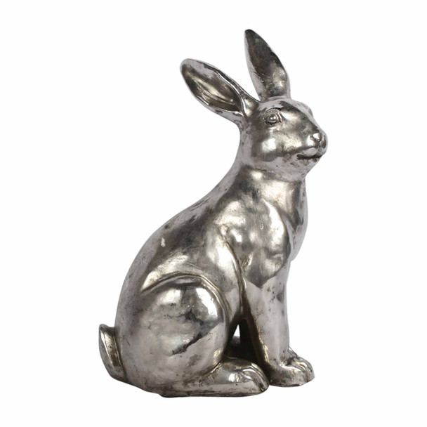 8353SA840 Silver Sitting Polyresin Bunny