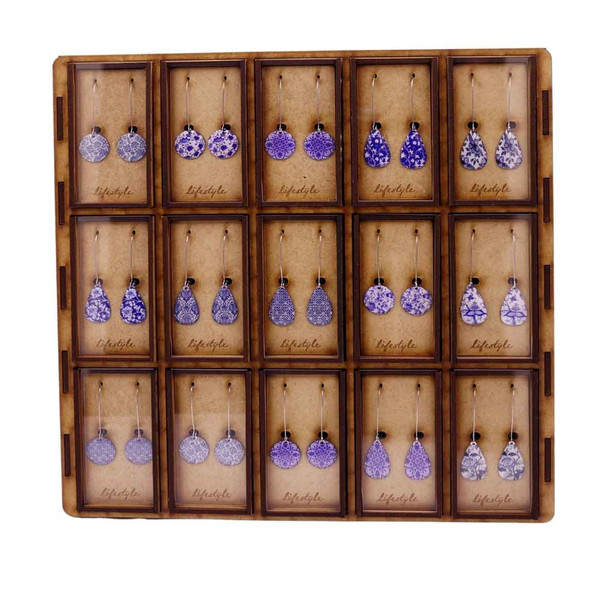 PBD018 15pc Drop Earring Box - Delft