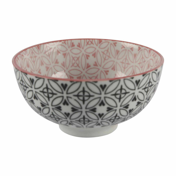 ZY017DD Black Pink Pattern Ceramic Bowl