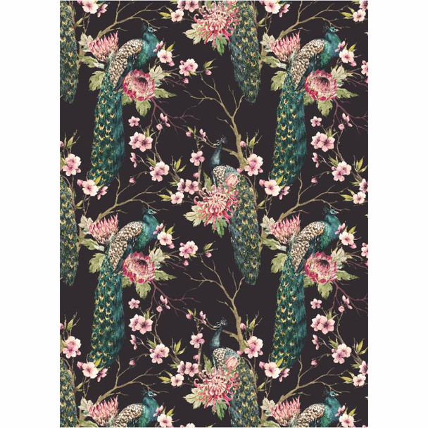 PVCTCMFLORAL05 Medium PVC Table Cover - Peacock And Floral